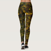 Leggings Bandes courbes Abstraites en vert doré et plus fon (Dos)