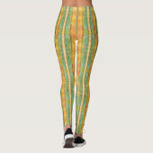 Leggings Bandes d'aquarelle vert et abricot (Dos)
