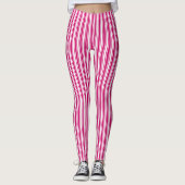 Leggings Bandes de bonbons cerises et blanches (Devant)