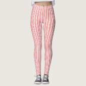 Leggings Bandes de bonbons corail et blanc (Devant)