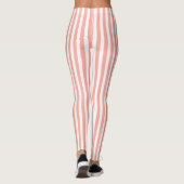 Leggings Bandes de bonbons corail et blanc (Dos)