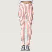 Leggings Bandes de bonbons corail et blanc (Devant)