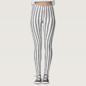 Leggings Bandes de bonbons grises et blanches (Devant)