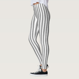 Leggings Bandes de bonbons grises et blanches