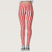 Leggings Bandes de bonbons rouges et blancs (Devant)