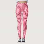 Leggings Bandes de bonbons rouges et blancs (Devant)