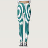Leggings Bandes de bonbons turquoises et blanches (Devant)