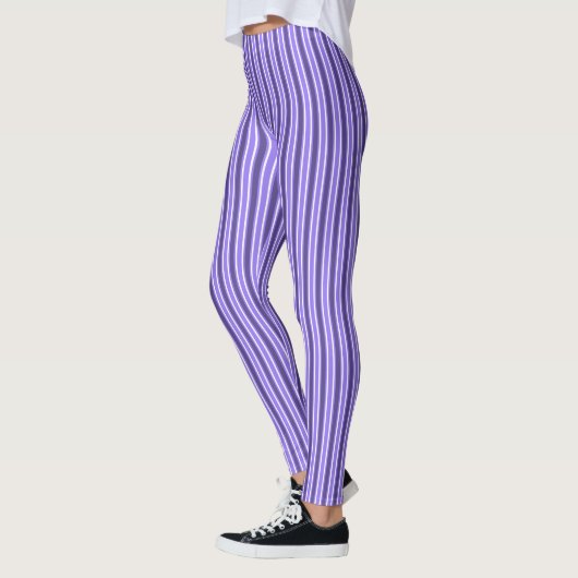 Leggings Bandes de bonbons violettes et blanches (Gauche)