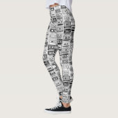 Leggings Bandes de cassettes noires et blanches rétro (Gauche)