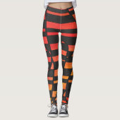 Leggings Bandes de coucher de soleil abstrait avec des form (Devant)