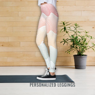 Leggings Bandes de couleur ondulée avec votre NOM sport élé