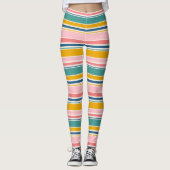 Leggings Bandes de couleurs à thème de plage (Devant)