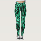 Leggings Bandes de tigres de néon vert - motif (Devant)