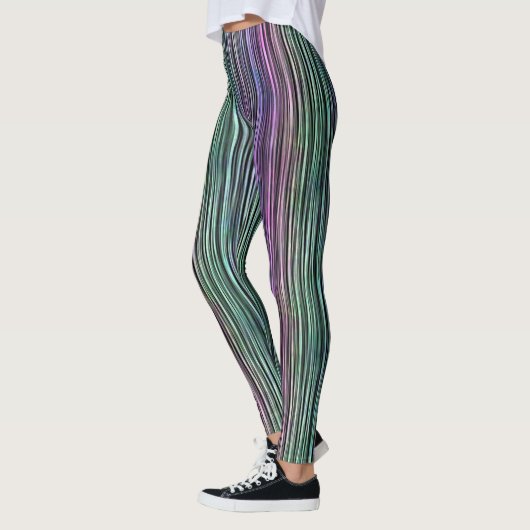 Leggings bandes de trait de brosse arc-en-ciel foncé : (Gauche)