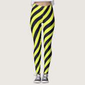 Leggings Bandes diagonales noire et jaune (Devant)