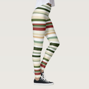 Leggings Bandes d'olivier, de vert et de rouge