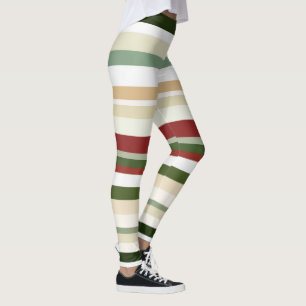 Leggings Bandes d'olivier, de vert et de rouge