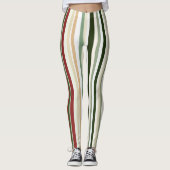 Leggings Bandes d'olivier, de vert et de rouge (Devant)