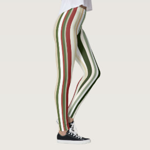 Leggings Bandes d'olivier, de vert et de rouge