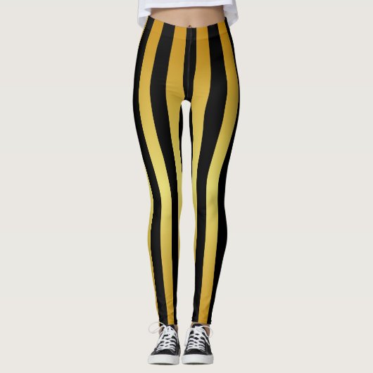 Leggings Bandes d'or sur votre couleur (Devant)