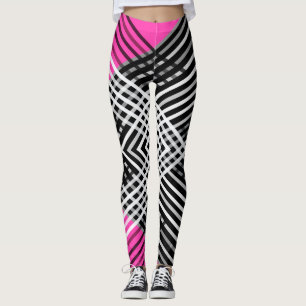 Leggings Bandes entrelacées en noir et blanc et gris sur un