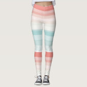 Leggings Bandes estivales en corail et turquoise (Devant)