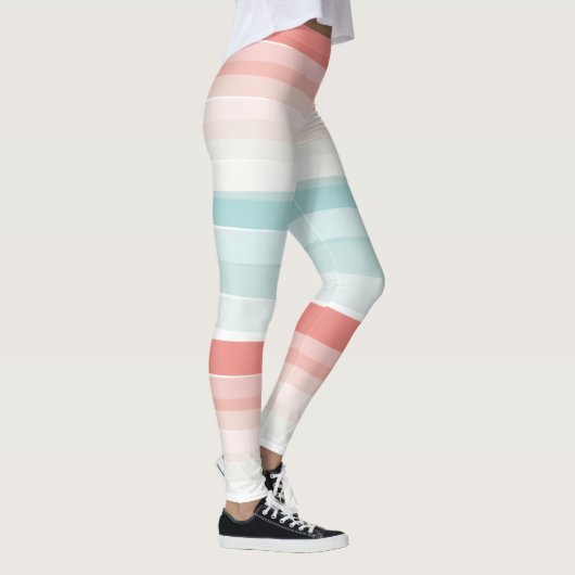 Leggings Bandes estivales en corail et turquoise (Droite)