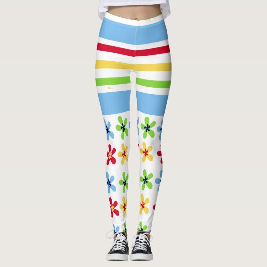 Leggings Bandes et légendes de fleurs (Devant)