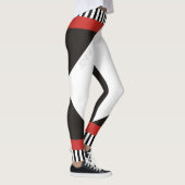 Leggings Bandes géométriques noir et blanc rouge moderne (Droite)