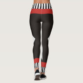 Leggings Bandes géométriques noir et blanc rouge moderne (Dos)