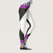 Leggings Bandes géométriques noir et blanc violet moderne (Droite)