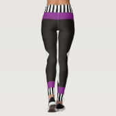 Leggings Bandes géométriques noir et blanc violet moderne (Dos)