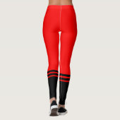 Leggings Bandes horizontales noires élégantes | Rouge (Dos)