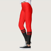 Leggings Bandes horizontales noires élégantes | Rouge (Gauche)