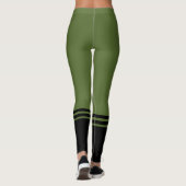 Leggings Bandes horizontales noires | Nom | Vert olive (Dos)