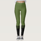 Leggings Bandes horizontales noires | Nom | Vert olive (Devant)
