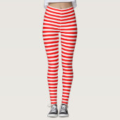 Leggings Bandes horizontales rouges et blanches de petite t (Devant)