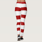Leggings Bandes inégales en rouge et blanc (Dos)