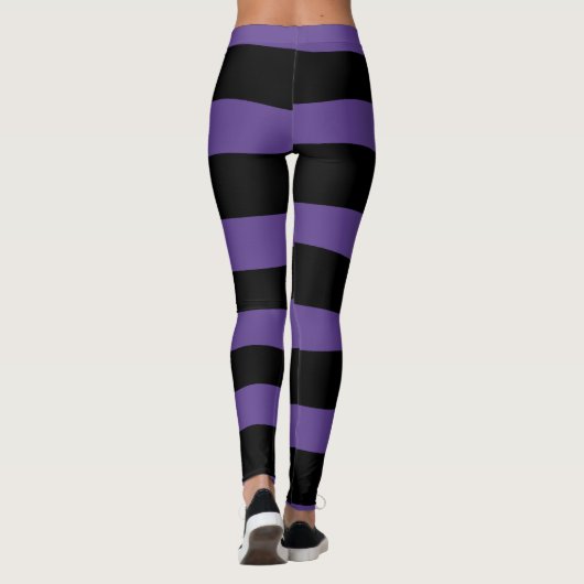 Leggings Bandes inégales en violet et en noir (Dos)