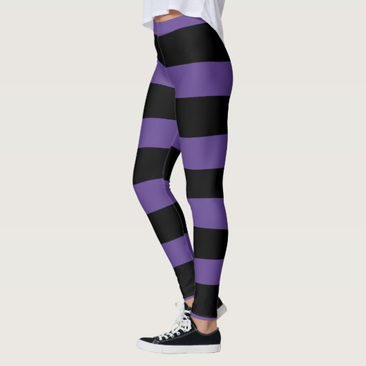 Leggings Bandes inégales en violet et en noir (Gauche)