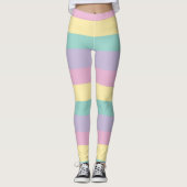 Leggings Bandes Inégales Pink, Jaune, Violet & Vert (Devant)