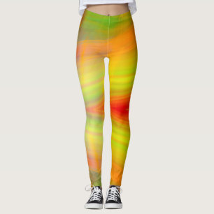 Leggings Bandes lumineuses rouges jaunes vert orange abstra