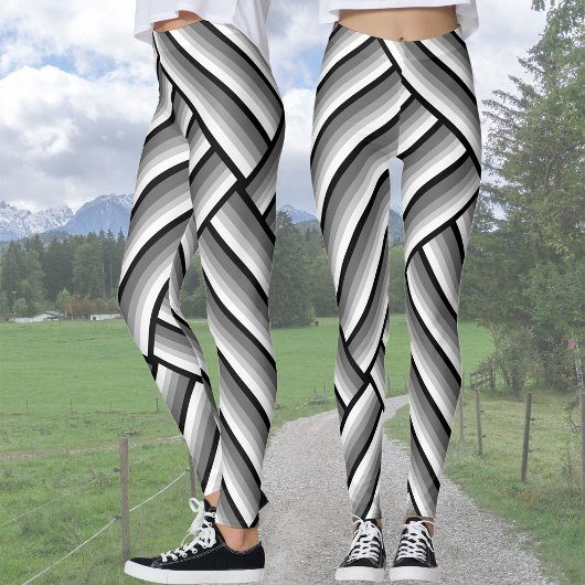 Leggings Bandes modernes en noir, blanc et gris - cool