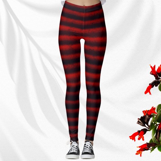 Leggings Bandes modernes Noir et Rouge