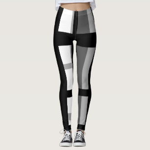Leggings Bandes noires et blanches abstraites