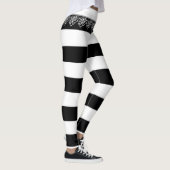Leggings Bandes noires et blanches avec dentelle (Droite)