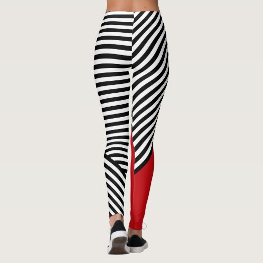 Leggings Bandes noires et blanches avec triangle rouge (Dos)