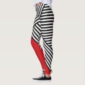 Leggings Bandes noires et blanches avec triangle rouge (Gauche)
