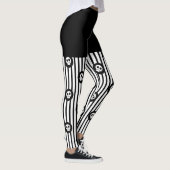 Leggings Bandes noires et blanches et petit crâne Halloween (Droite)