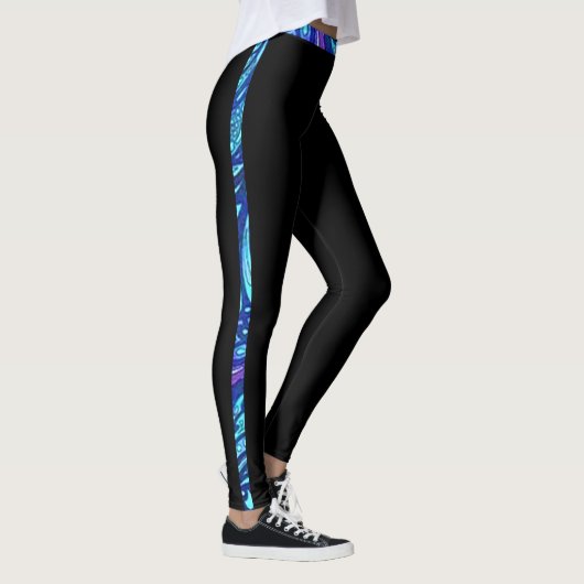 Leggings Bandes Noires Et Turquoise (Droite)
